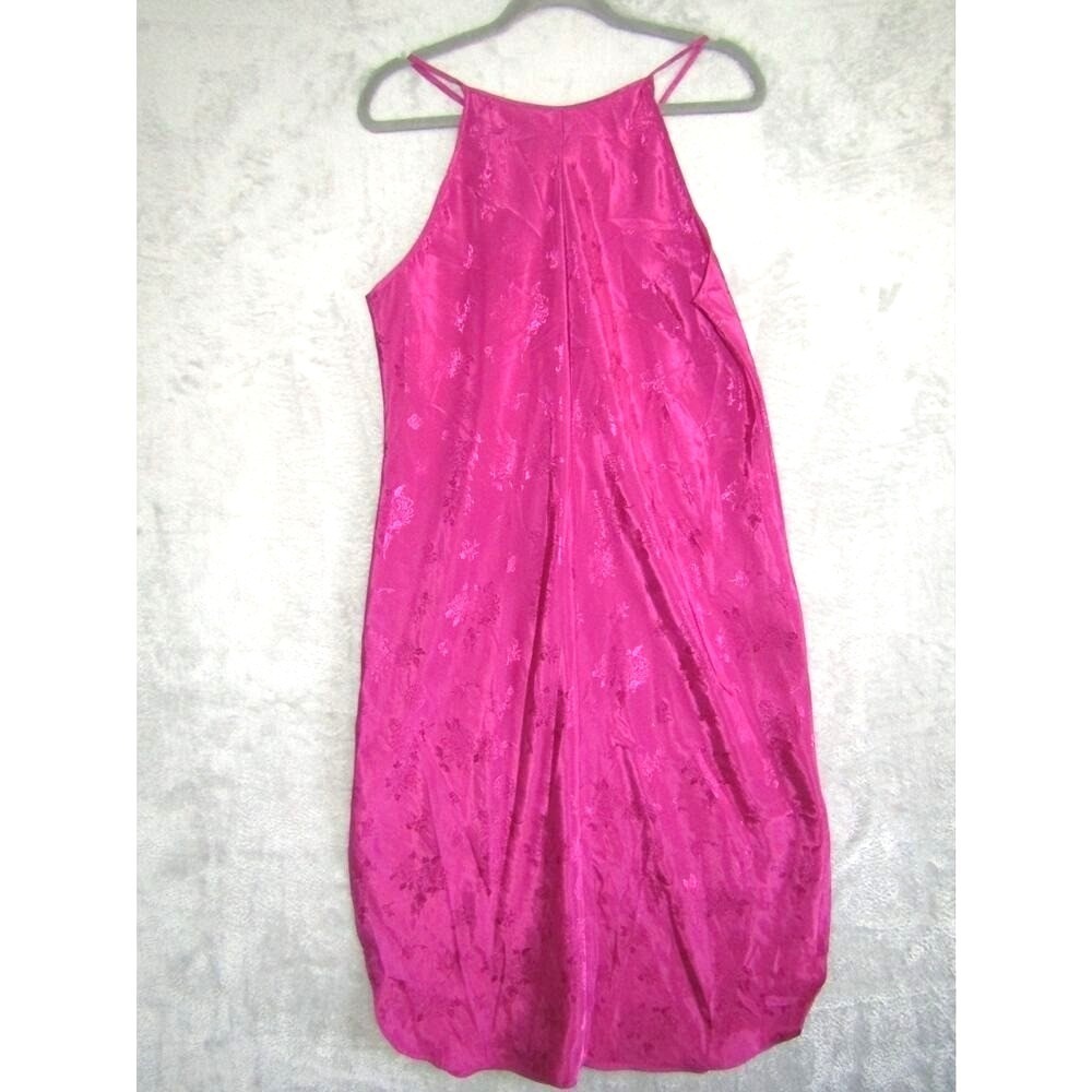 Inner Most Fuchsia Satin Floral Slip Dress XL Spaghetti Strap Asian Inspired